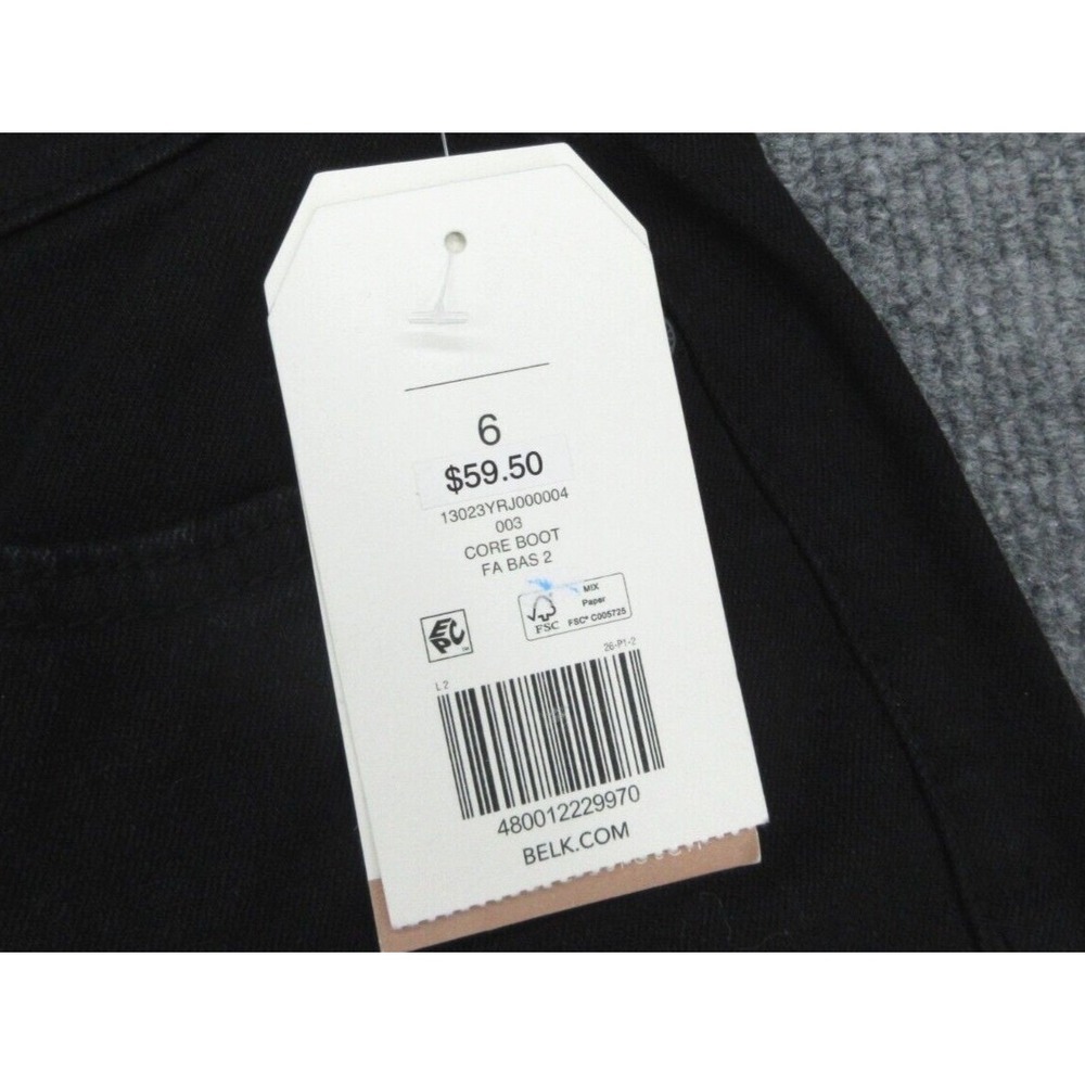 Wonderly Womens Jeans Bootcut NWT Black Mid Rise Slight Flare Stretch 6R - Picture 10 of 11